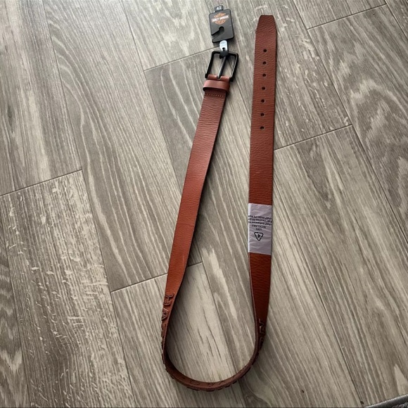 ✔️HARLEY DAVIDSON MENS LEATHER BELT WITH LOGO - Picture 8 of 11